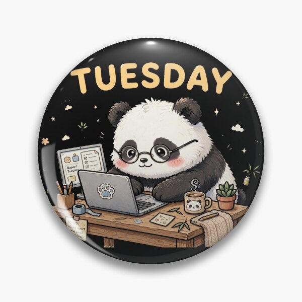 Item preview, Surviving Tuesday - Tired Office Panda With Laptop Meme designed and sold by Surviving Monday Club.