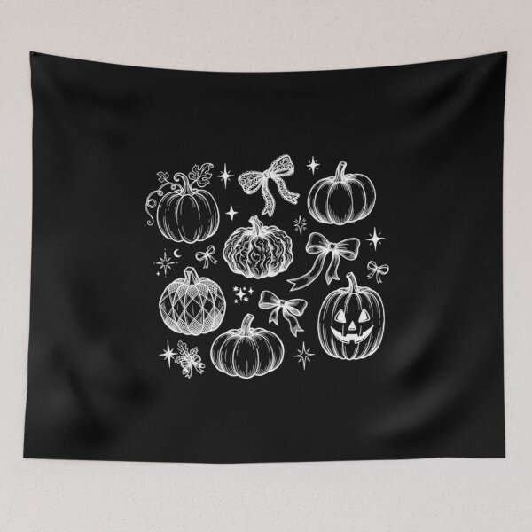 Item preview, Cute Coquette Halloween Pumpkins & Ribbon Bows, Girly Spooky designed and sold by CloudyPress.