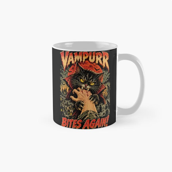 Item preview, Vampurr Bites Again Vampire Cat Retro Halloween Horror designed and sold by will freed18.