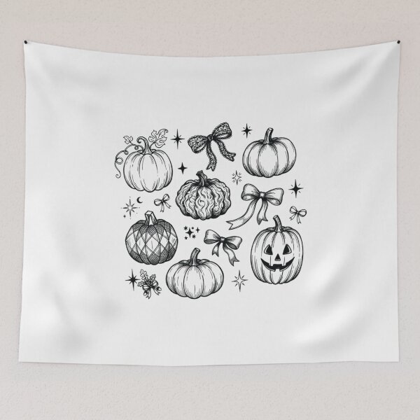 Item preview, Cute Coquette Halloween Pumpkins & Ribbon Bows, Girly Spooky designed and sold by CloudyPress.