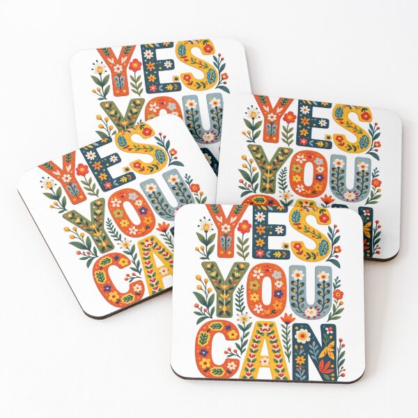 Item preview, Yes You Can Floral Folk Art – Positive Motivational Flower Design designed and sold by wecrea.