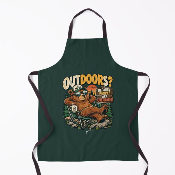 Item preview, Outdoors? Because People Are Overrated – Funny Retro Bear designed and sold by Musamem  Designs.