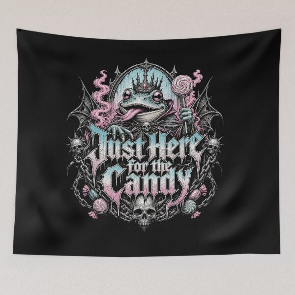 Item preview, Just Here For The Candy Gothic Frog T-Shirt | Dark Metal Crowned Toad Lollipop Spooky Halloween Gift designed and sold by illeN-Art-World.