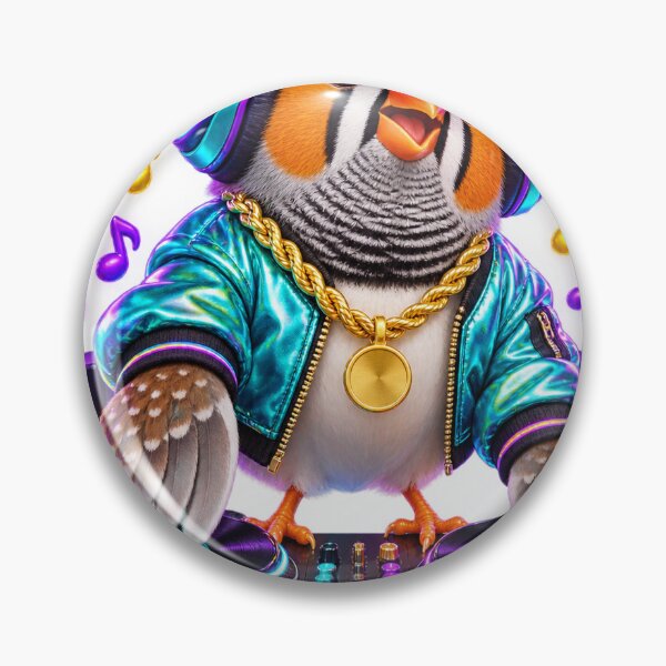 Item preview, Zebra Finch DJ on Neon Decks designed and sold by Ooops Radio x Everbloom.