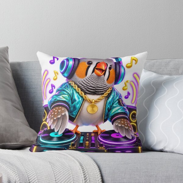 Item preview, Zebra Finch DJ on Neon Decks designed and sold by Ooops Radio x Everbloom.
