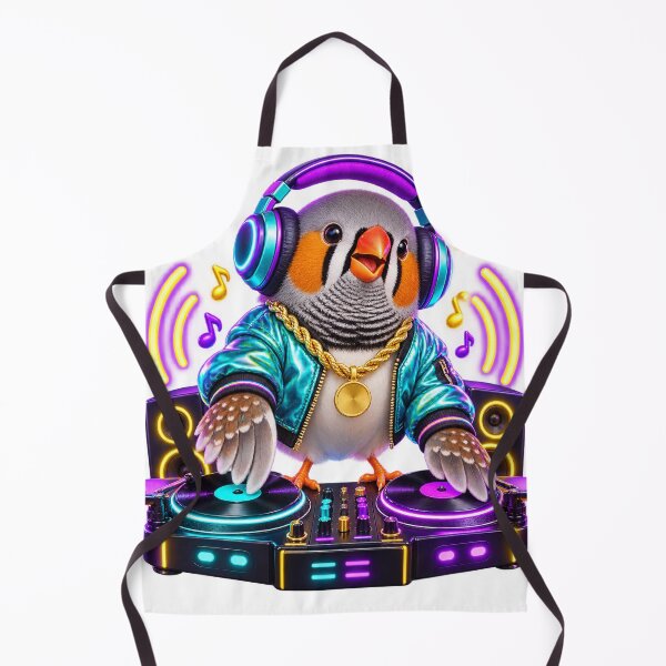 Item preview, Zebra Finch DJ on Neon Decks designed and sold by Ooops Radio x Everbloom.