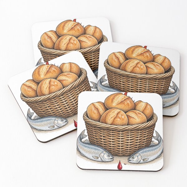 Item preview, Five Loaves Two Fish Feeding Multitude Stippled Artwork designed and sold by Francisbb.