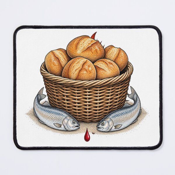 Item preview, Five Loaves Two Fish Feeding Multitude Stippled Artwork designed and sold by Francisbb.