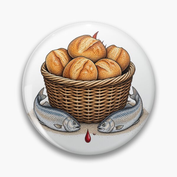 Item preview, Five Loaves Two Fish Feeding Multitude Stippled Artwork designed and sold by Francisbb.