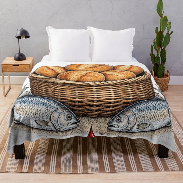 Item preview, Five Loaves Two Fish Feeding Multitude Stippled Artwork designed and sold by Francisbb.