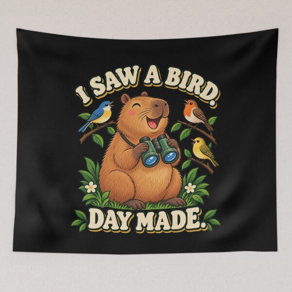 Item preview, I Saw a Bird Day Made – Capybara Birdwatching Design designed and sold by Good Mood Foundry.