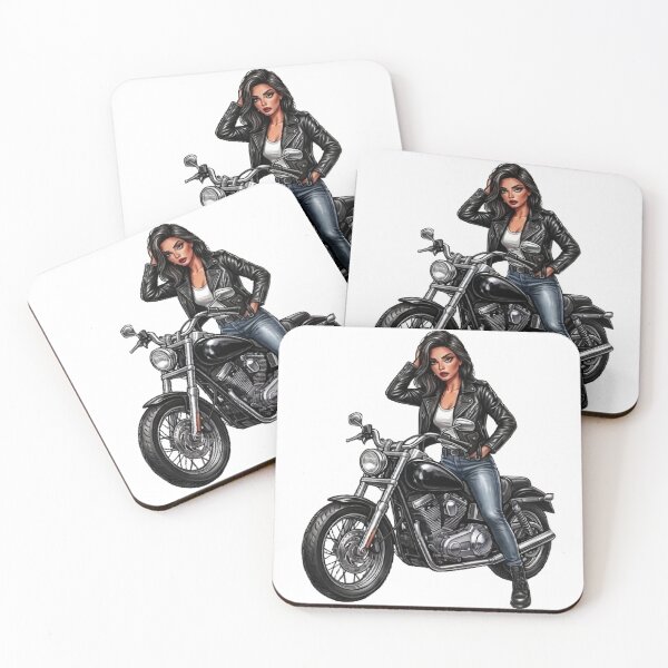 Item preview, Biker Girl Black Leather Jacket Motorcycle designed and sold by MaRCAStro.