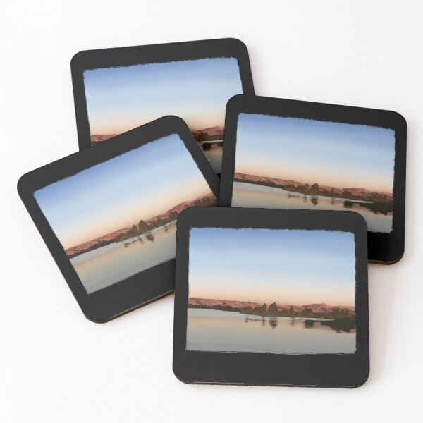 Item preview, Bay Area lake at sunset oil art designed and sold by moteemade.