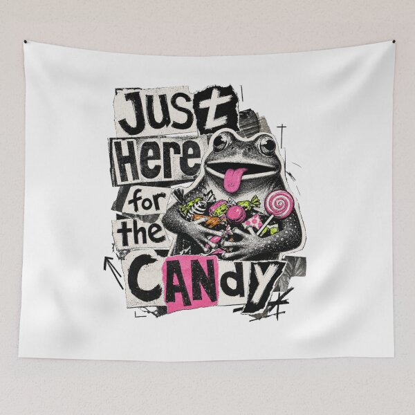 Item preview, Just Here For The Candy Frog Vintage Zine T-Shirt | Funny Toad Paper Collage Trick Or Treat Gift designed and sold by illeN-Art-World.