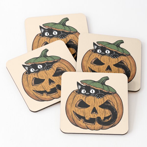 Item preview, Pumpkin Peeking Black Cat  designed and sold by Gkinoki.