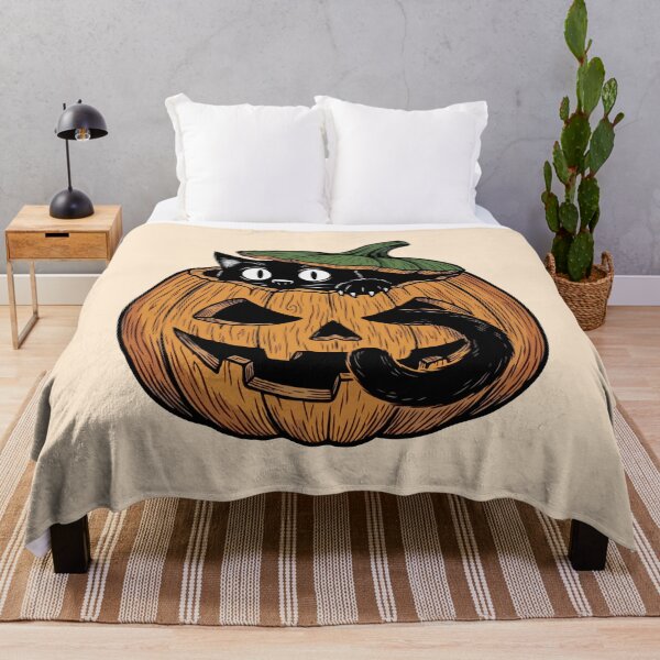 Item preview, Pumpkin Peeking Black Cat designed and sold by Gkinoki.