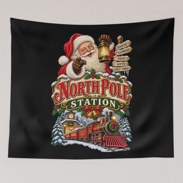 Item preview, Vintage North Pole Station – Santa Christmas Train designed and sold by RockitBaby.