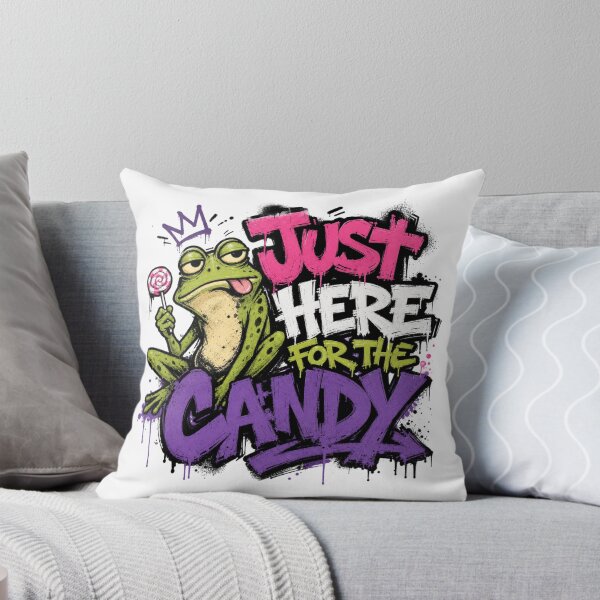 Item preview, Just Here For The Candy Graffiti Frog T-Shirt | Cute Toad Lollipop Purple Pink Streetwear Gift designed and sold by illeN-Art-World.