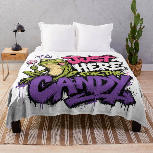 Item preview, Just Here For The Candy Graffiti Frog T-Shirt | Cute Toad Lollipop Purple Pink Streetwear Gift designed and sold by illeN-Art-World.