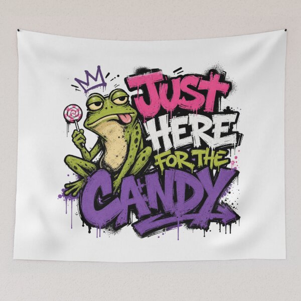 Item preview, Just Here For The Candy Graffiti Frog T-Shirt | Cute Toad Lollipop Purple Pink Streetwear Gift designed and sold by illeN-Art-World.