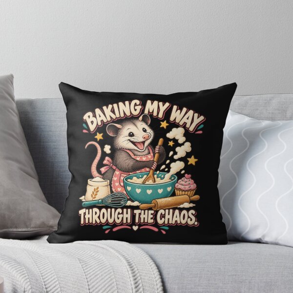 Aperçu de l'œuvre Pâtisserie au milieu du chaos – Un opossum boulanger rigolo créée et vendue par Good Mood Foundry.