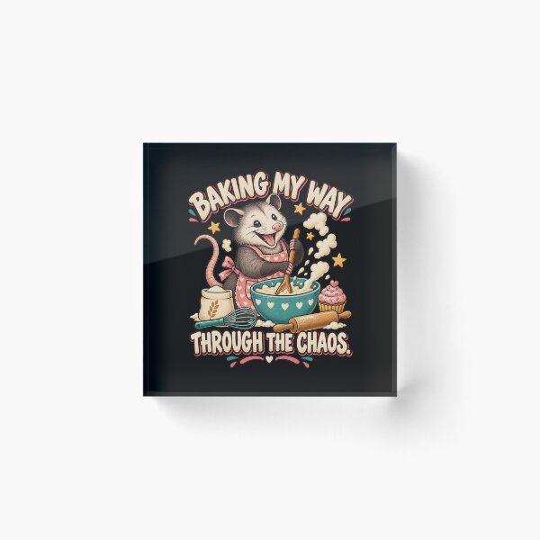 Aperçu de l'œuvre Pâtisserie au milieu du chaos – Un opossum boulanger rigolo créée et vendue par Good Mood Foundry.