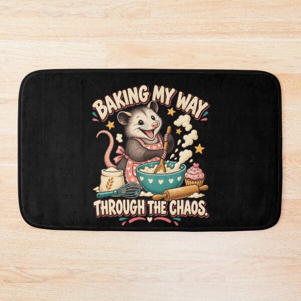Aperçu de l'œuvre Pâtisserie au milieu du chaos – Un opossum boulanger rigolo créée et vendue par Good Mood Foundry.