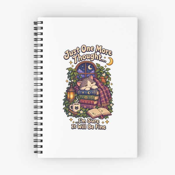 Item preview, Just One More Thought – Cozy Overthinking Cat Pixel Art designed and sold by Handmade--Heaven.