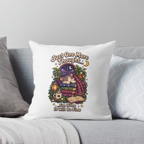 Item preview, Just One More Thought – Cozy Overthinking Cat Pixel Art designed and sold by Handmade--Heaven.