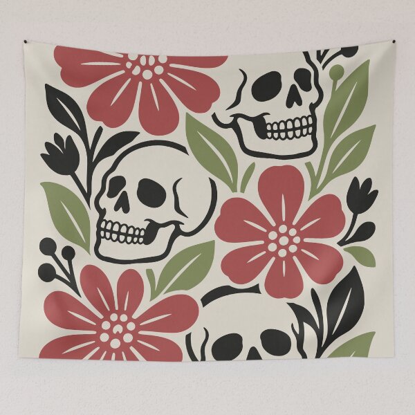Item preview, Autumn Floral Skull Retro Fall Season Aesthetic designed and sold by MavtM.