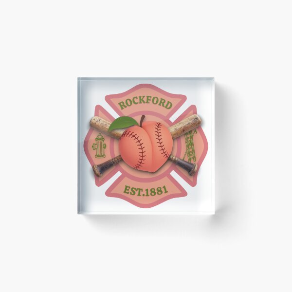 Item preview, Rockford Peaches Rockford Fire Department Crossed Baseball Bats Maltese Cross designed and sold by Bee Bum Designs.
