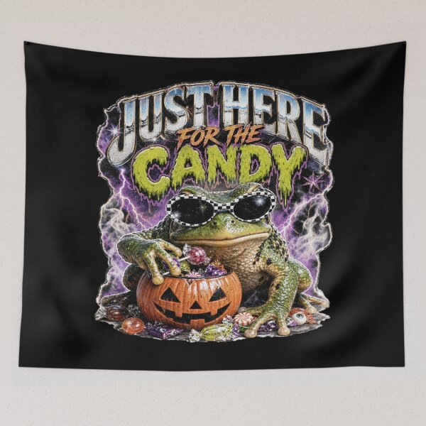 Item preview, Just Here For The Candy Cool Frog T-Shirt | Funny Toad Sunglasses Pumpkin Bucket Halloween Gift designed and sold by illeN-Art-World.