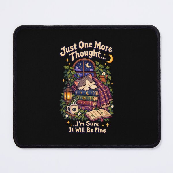 Item preview, Copy of Just One More Thought – Cozy Overthinking Cat Pixel Art - Black Edition designed and sold by Handmade--Heaven.