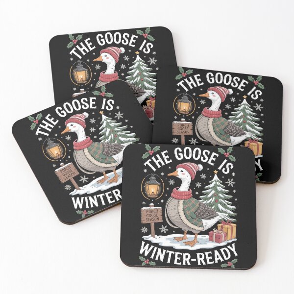 Item preview, The Goose Is Winter-Ready porch goose Christmas snow holiday art designed and sold by jkrphoto.