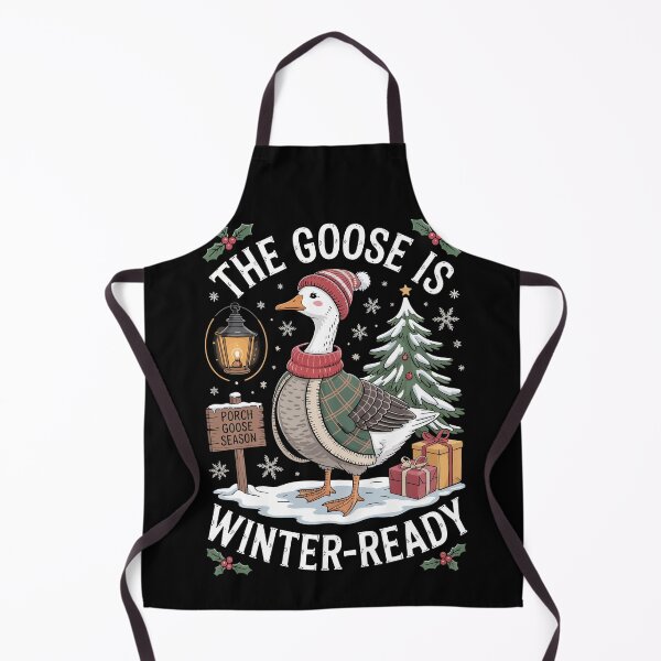 Item preview, The Goose Is Winter-Ready porch goose Christmas snow holiday art designed and sold by jkrphoto.