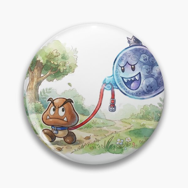 Item preview, Goomba being held on a red leash by a Athomic boo. designed and sold by gorillazone_co.