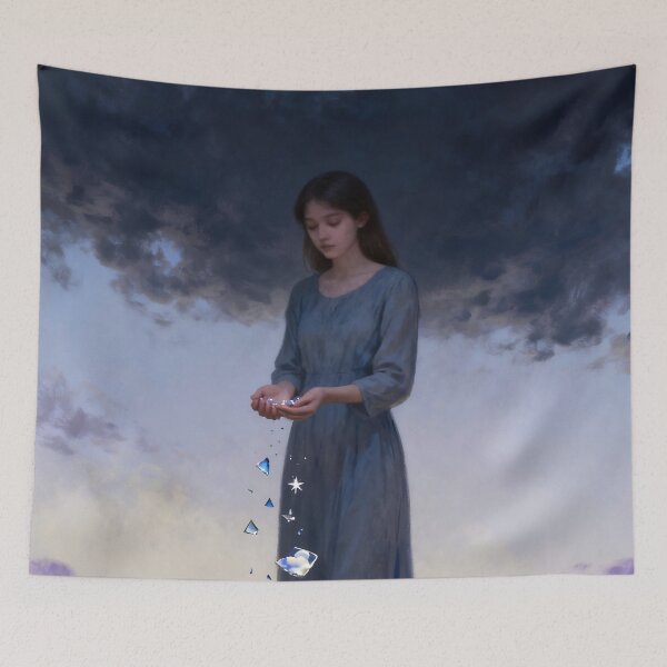 Item preview, Beauty in Brokenness Art Print | Woman Holding Sky Fragments | Healing & Acceptance Wall Art designed and sold by stylishdzign.