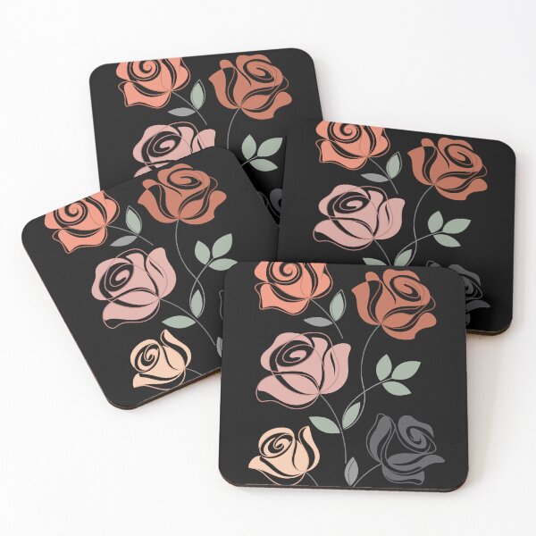 Item preview, Minimalist abstract roses with stems and leaves. Perfect for wall art, romantic greeting cards, beauty packaging. designed and sold by ElegantOutlines.
