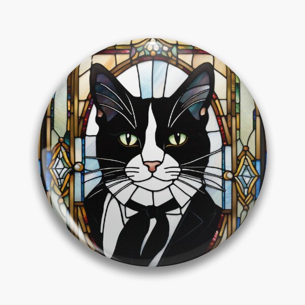 Item preview, Tuxedo Cat Stained Glass Artwork designed and sold by pinkal.