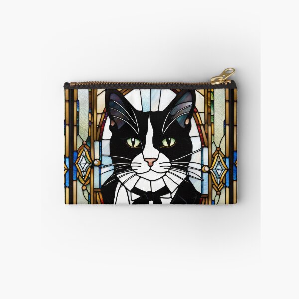 Item preview, Tuxedo Cat Stained Glass Artwork designed and sold by pinkal.