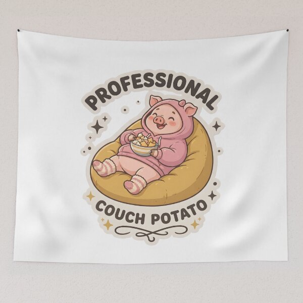 Item preview, Cozy Pig Relaxing Bean Bag Snack Illustration designed and sold by StickerNestYou.