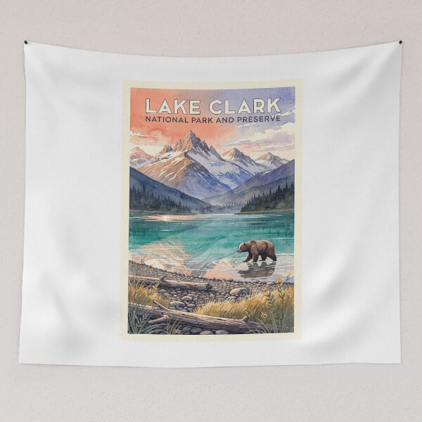 Item preview, Lake Clark National Park Alaska Vintage Watercolor Travel designed and sold by Teelogic.