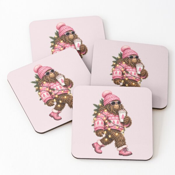 Item preview, Pink Christmas Sasquatch – Cute Holiday Bigfoot designed and sold by SimplyJamee.