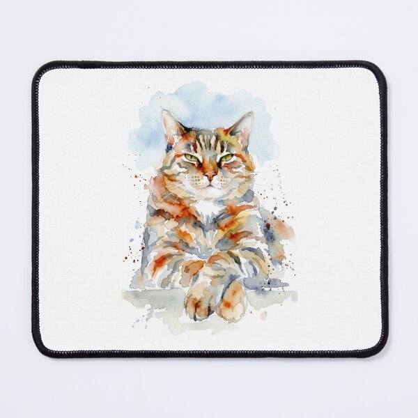 Item preview, Relaxed Tabby Cat Crossed Paws Watercolor Art designed and sold by caracatita75.