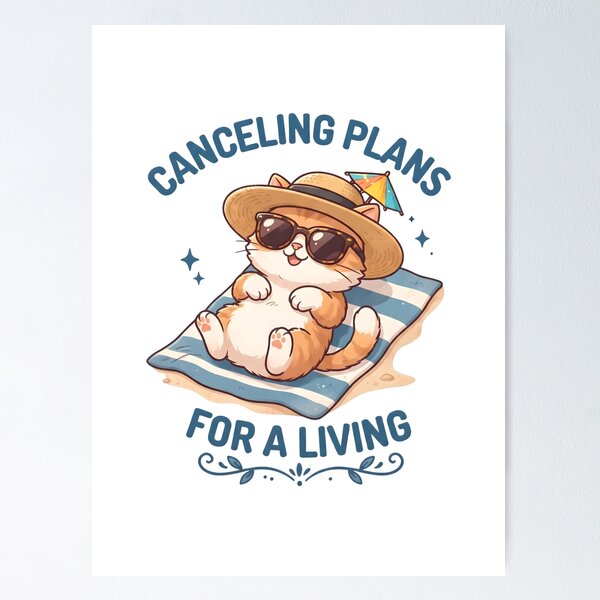 Item preview, Cute Relaxing Cat Beach Vacation Illustration designed and sold by StickerNestYou.