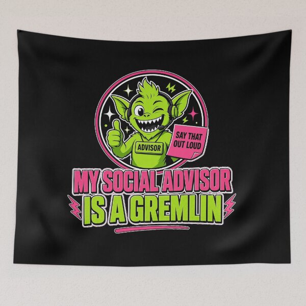 Item preview, My Social Advisor Is A Gremlin Funny Introvert Gaming Meme designed and sold by MirengLab.