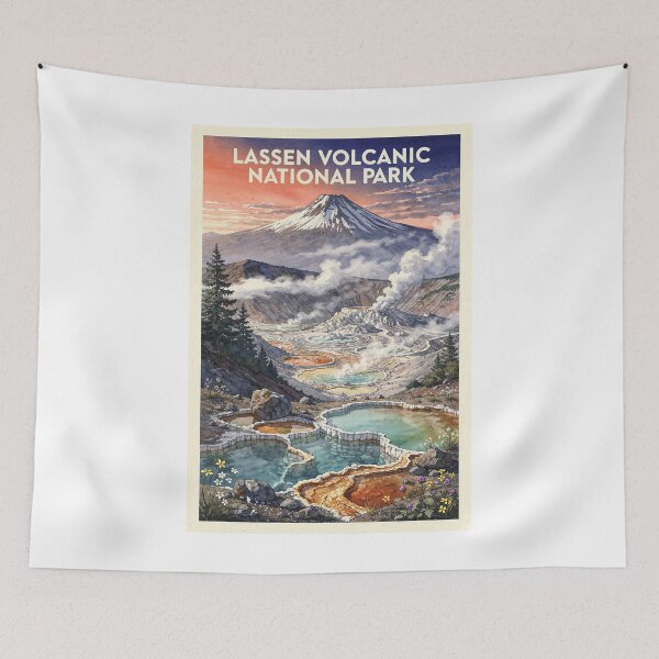 Item preview, Lassen Volcanic National Park California Vintage Watercolor Travel designed and sold by Teelogic.