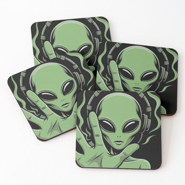 Item preview, Alien Vibes Retro Green Alien Headphones designed and sold by NatArtSA.