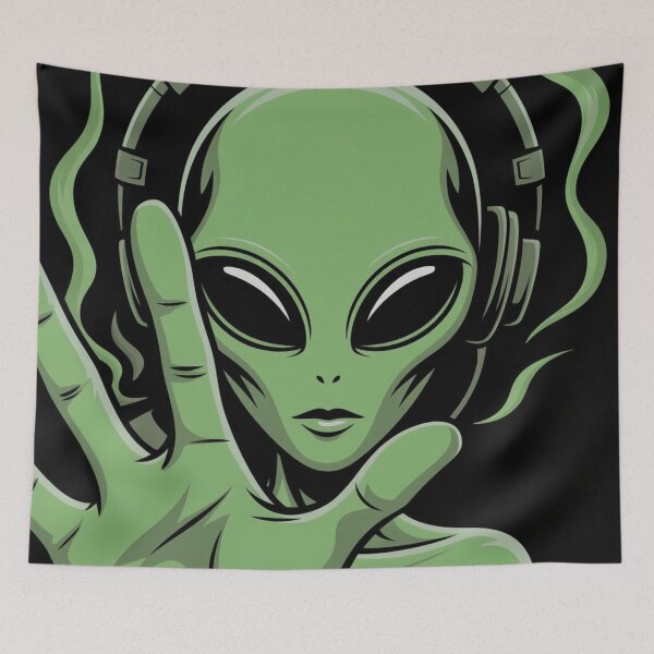 Item preview, Alien Vibes Retro Green Alien Headphones designed and sold by NatArtSA.