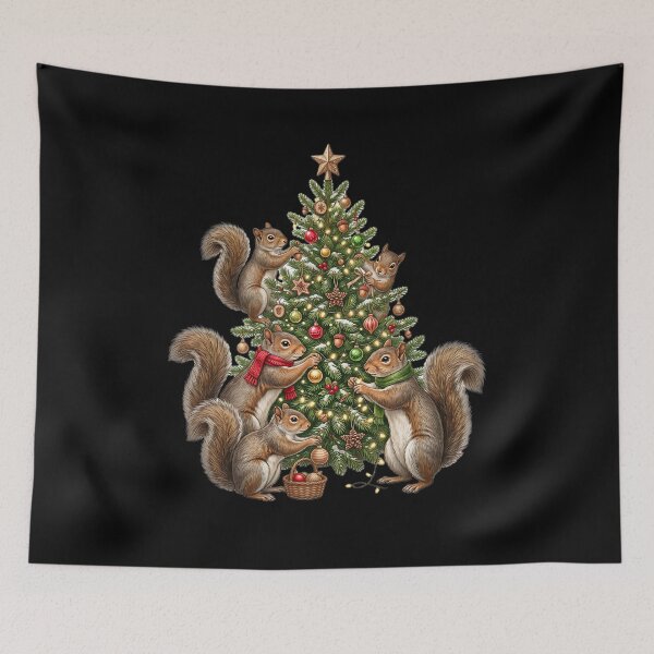 Item preview, Squirrels decorate Christmas tree designed and sold by ReneMM.